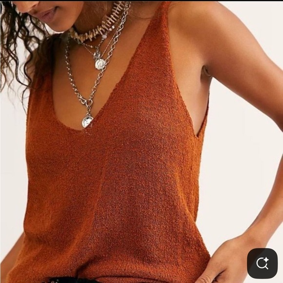 Free People Beach Knit Tank Size Small Rust Brown - Picture 1 of 5